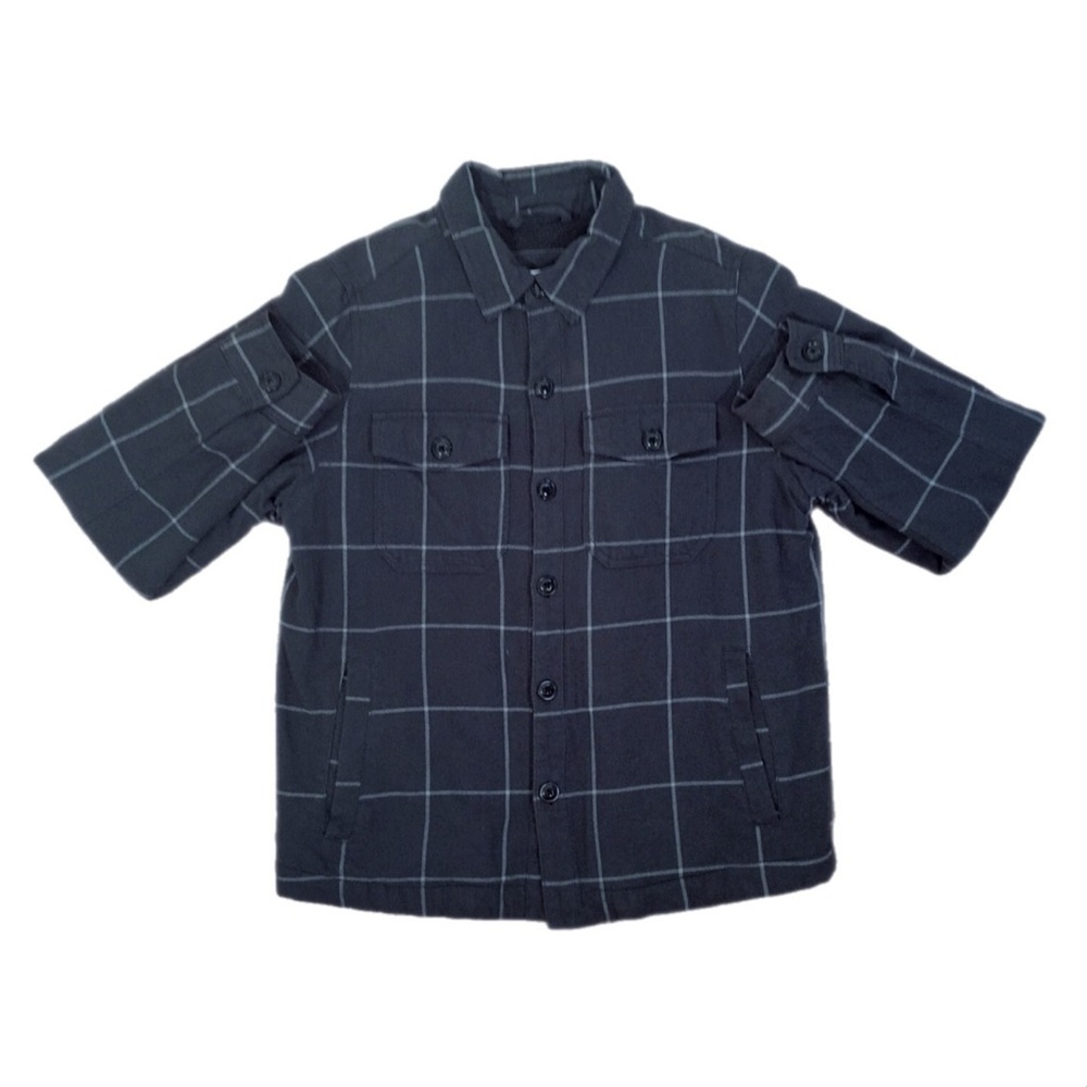NWOT GoodFellow & Co Grey Check Plaid Flannel Sherpa Jacket Shacket Over Shirt M